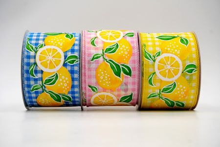 Kariertes bedrucktes geschnittenes Zitronen Frühlingsband_KF7570
